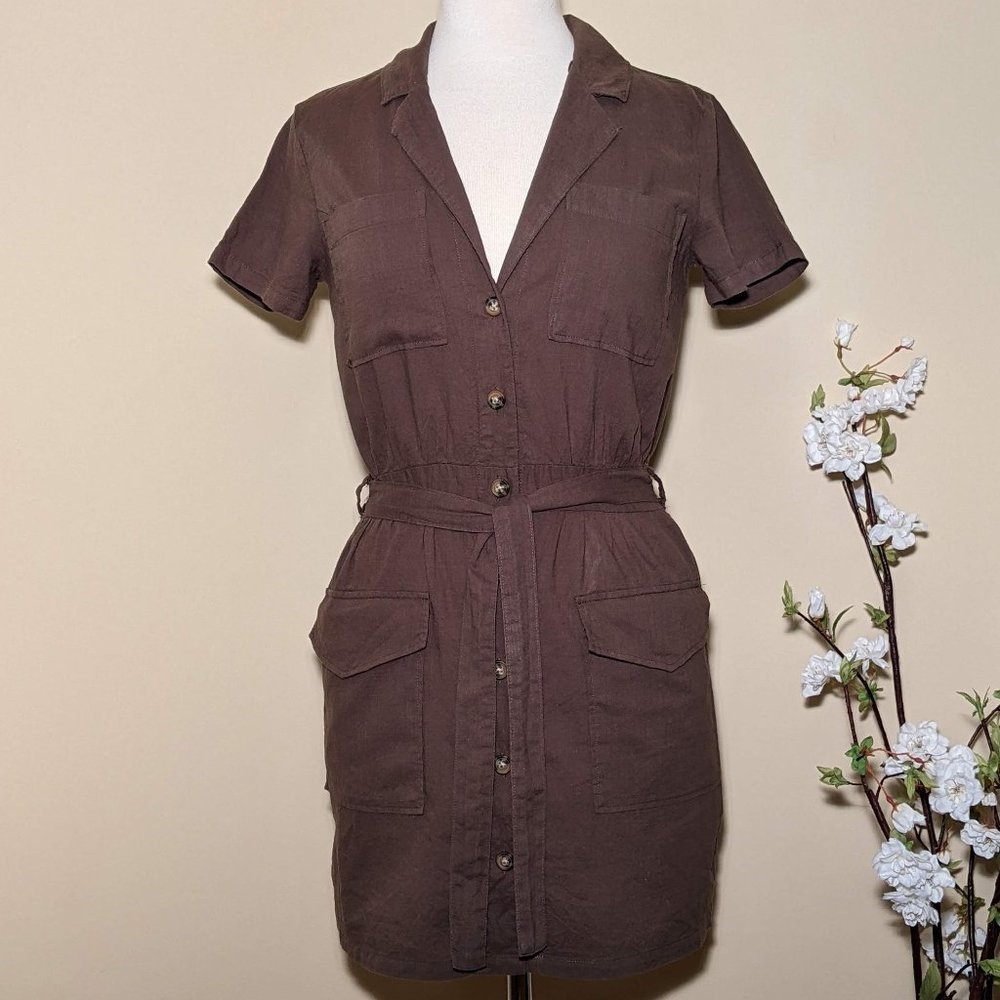 H&M Divided Khaki Brown Dress XS Size 100% Cotton